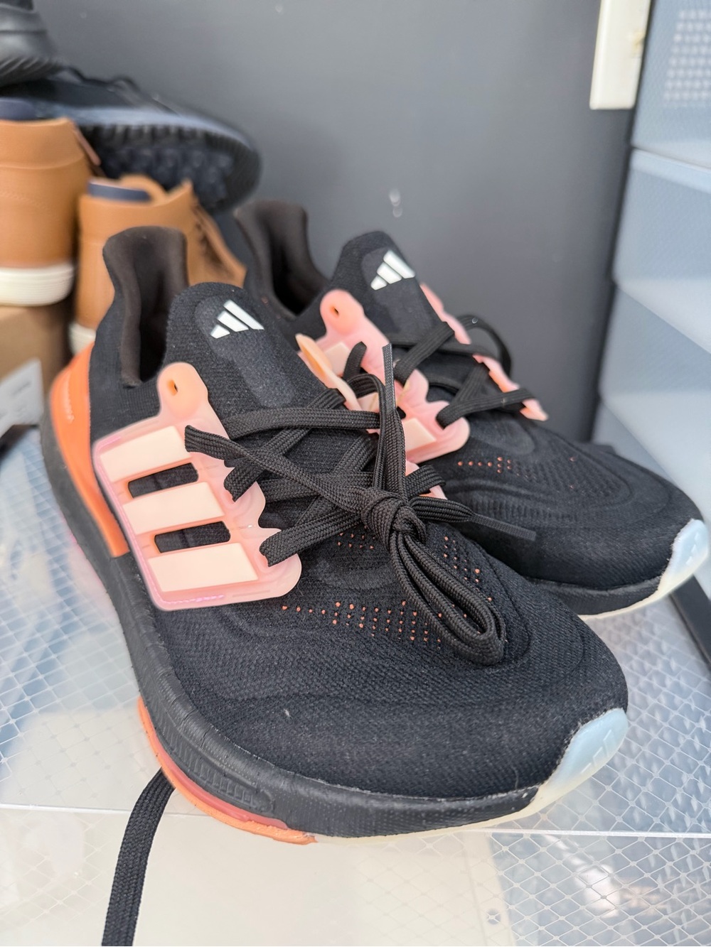 adidas Black & Peach Lace-Up Athletic Sneakers